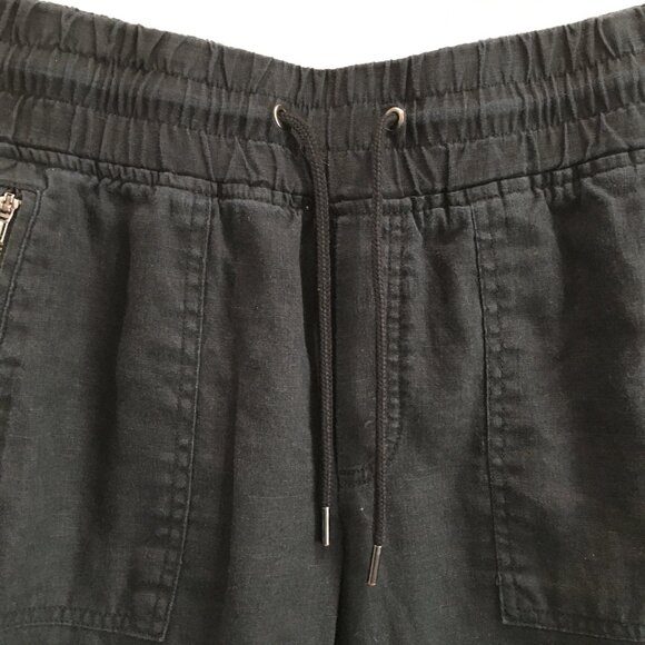 ATHLETA Black CABO 100% Linen Drawstring Waist Zip Pocket Mock Fly Jogger Pant - Picture 5 of 11